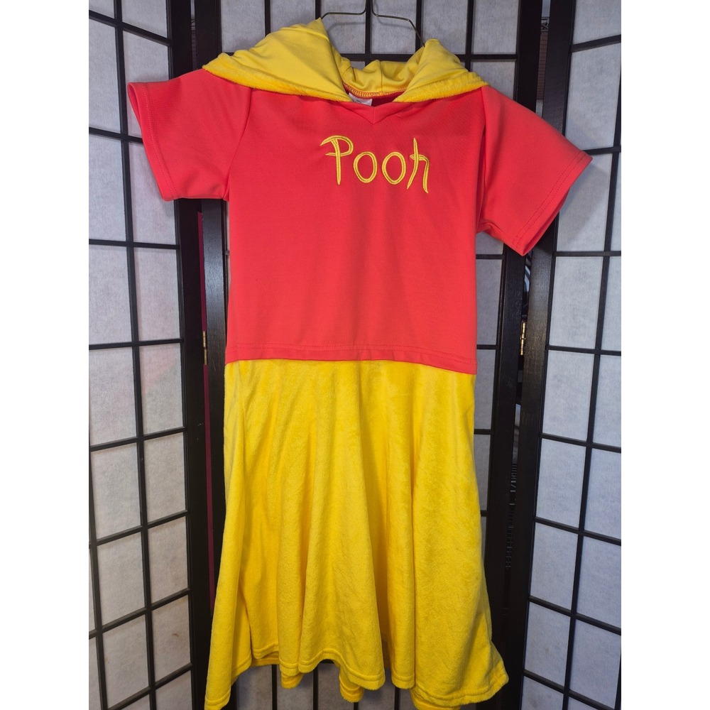 Disney Winnie the Pooh Costume Hooded Dress Red Yellow XL Cosplay Halloween